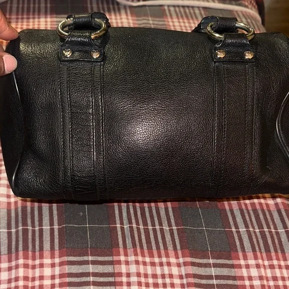 MCM Black Leather Studded Duffel with Silver Plaque - Picture 5 of 9